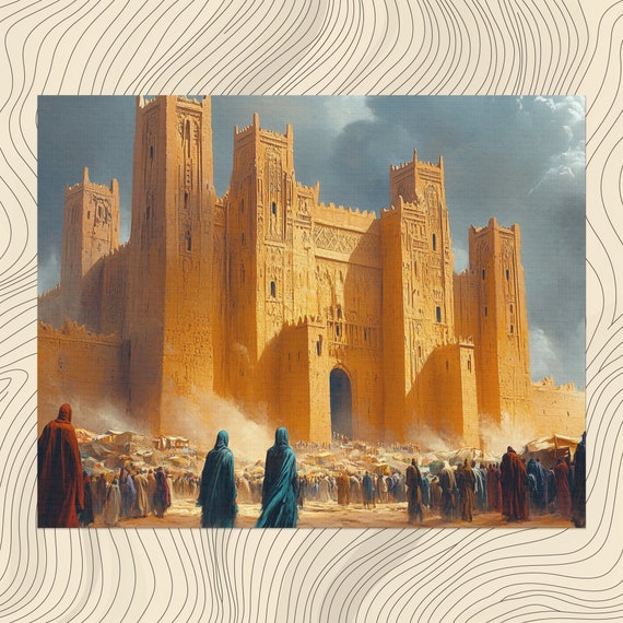 Mali Great Mosque Canvas Wall Art Beautiful Ancient Structure Print African Culture Decor Unique Home Gift Handmade Quality Wallart
