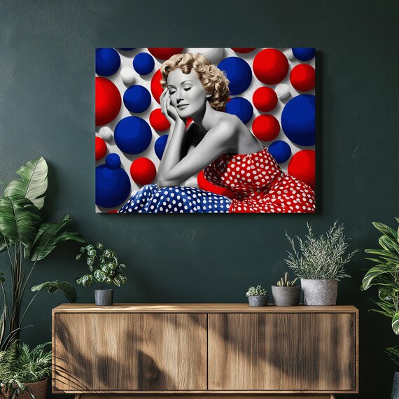 Marilyn Monroe Inspired Pop Art Polka Dot Fashion Retro Portrait Poster