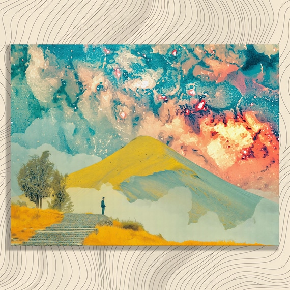 Surreal Canvas Wall Art Abstract Landscape Print Colorful Fantasy Decor Starry Night Modern Vibrant Colors