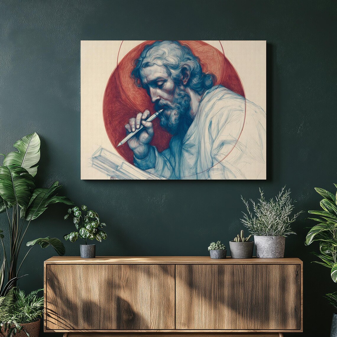 Saint Matthew Canvas Wall Art Religious Illustration Evangelist Gift Christian Study Decor Scripture Drawing Print Ink Sketch Reproduction
