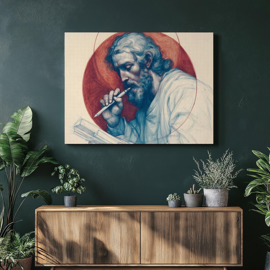 Saint Matthew Evangelist Writing Sketch Religious Portrait Poster
