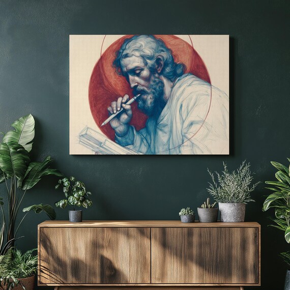 Saint Matthew Evangelist Writing Sketch Religious Portrait Poster