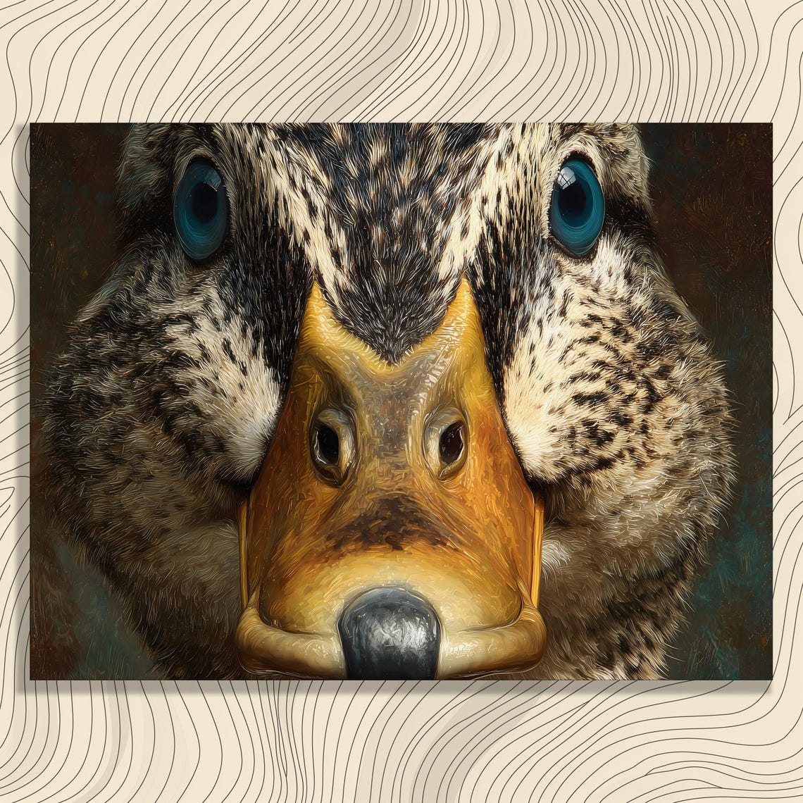 Hyperreal Duck Face Close Up Wildlife Portrait Funny Art Print