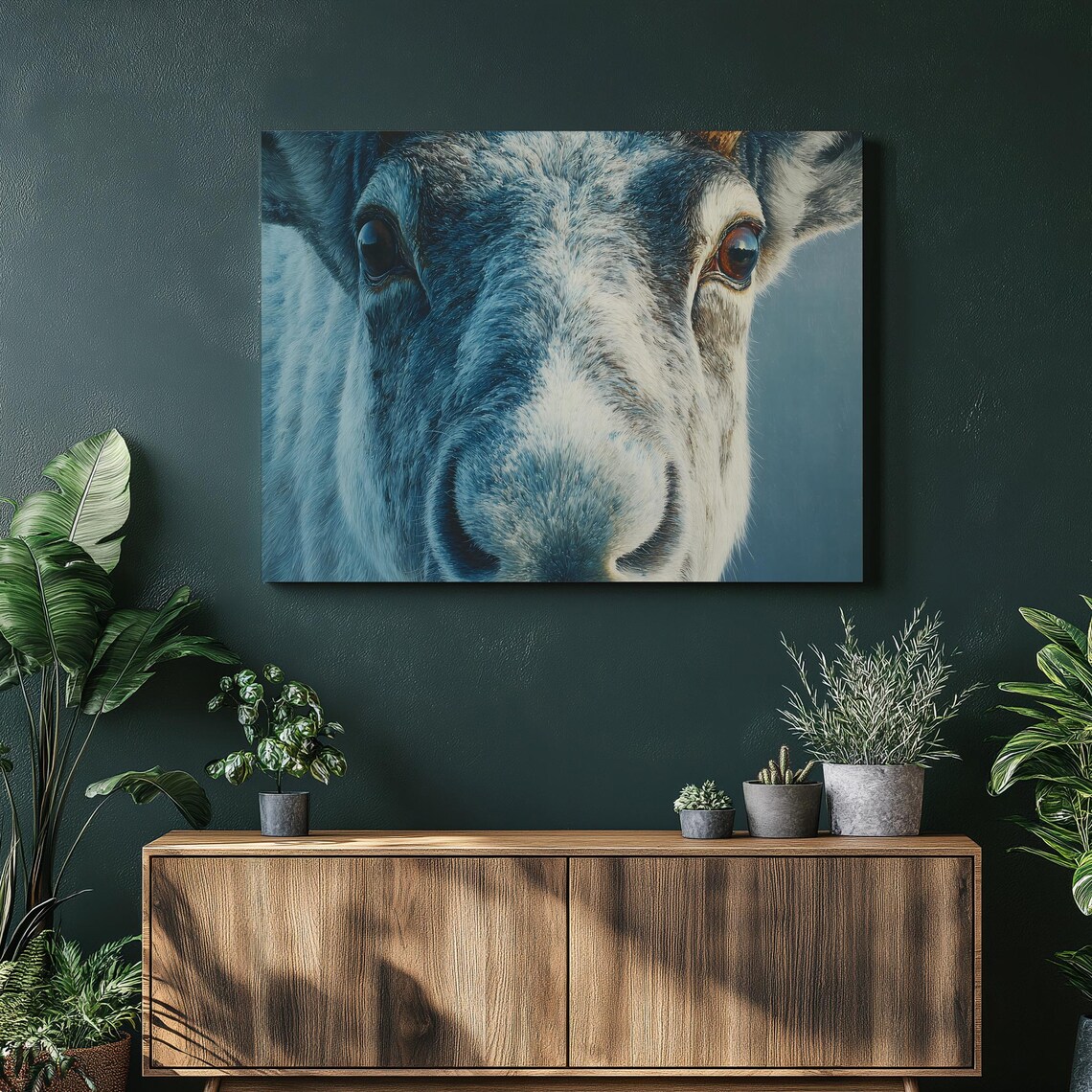 Goat Close Up Portrait Photorealistic Farm Animal Rustic Wall Art