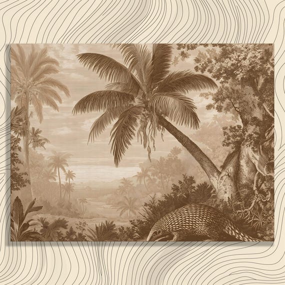 Pangolin Canvas Wall Art Vintage Tropical Jungle Animal Engraving Print Natural History Forest Illustration Decorative