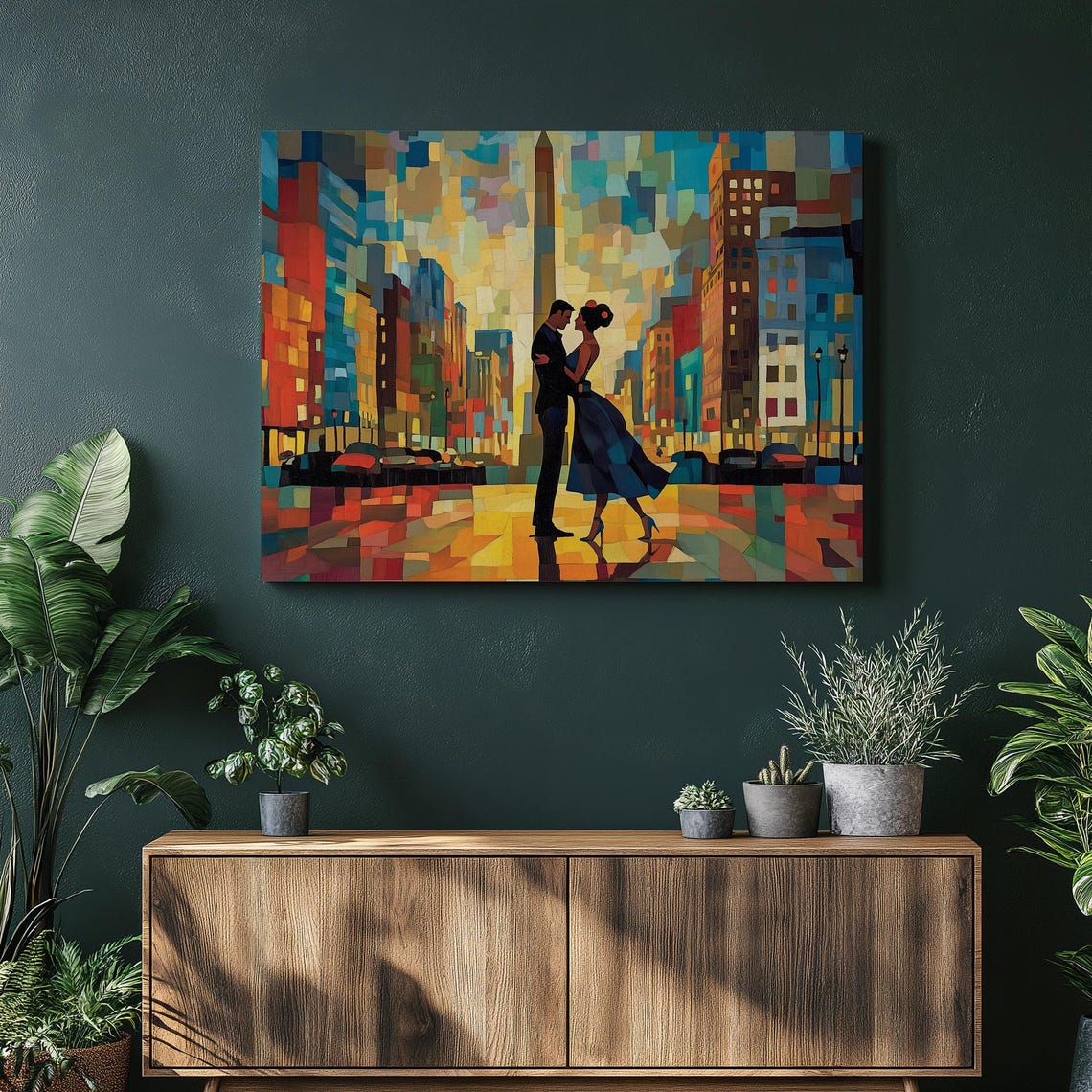 Tango Couple Dancing Before Buenos Aires Obelisk Mosaic Art Poster