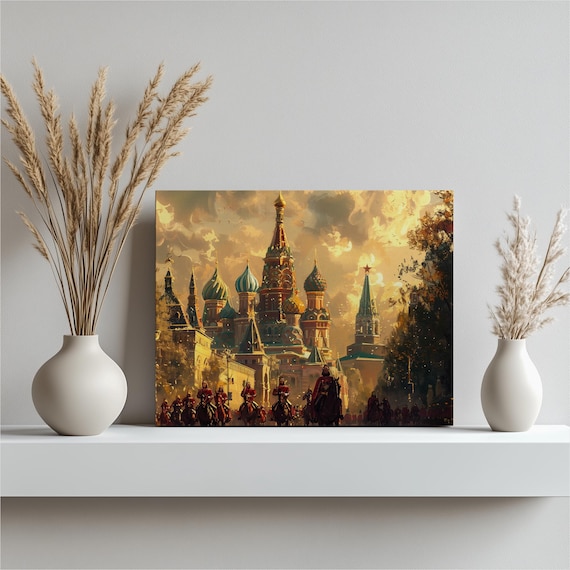 Russia Canvas Wall Art Detailed Oil Paint Illustration Of Red Square And Ballet Decor For Living Room Office Entrance Toilet Or Bedroom