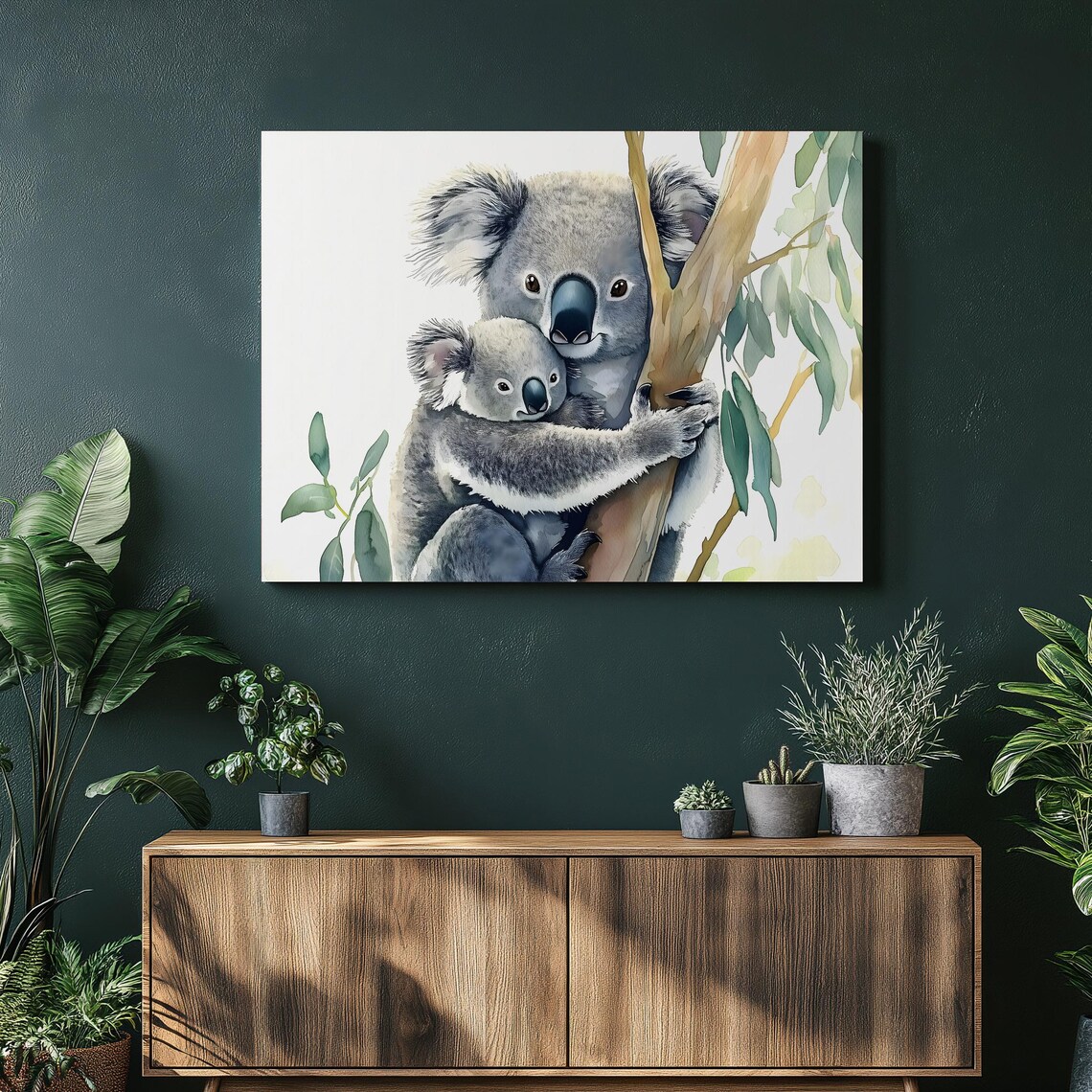 Mother And Baby Koala Poster Tender Eucalyptus Wildlife Portrait Cute Animal Gift