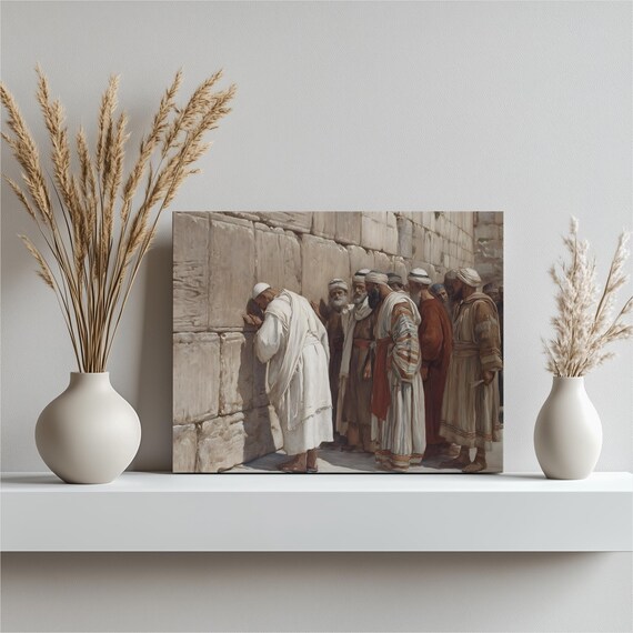 Prayers at the Western Wall Historic Painting Artwork Poster
