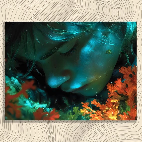 Underwater Coral Dream Canvas Wall Art Serene Fantasy Nature Decor Print Modern Mystical Gift For Adults Teens Surrealist