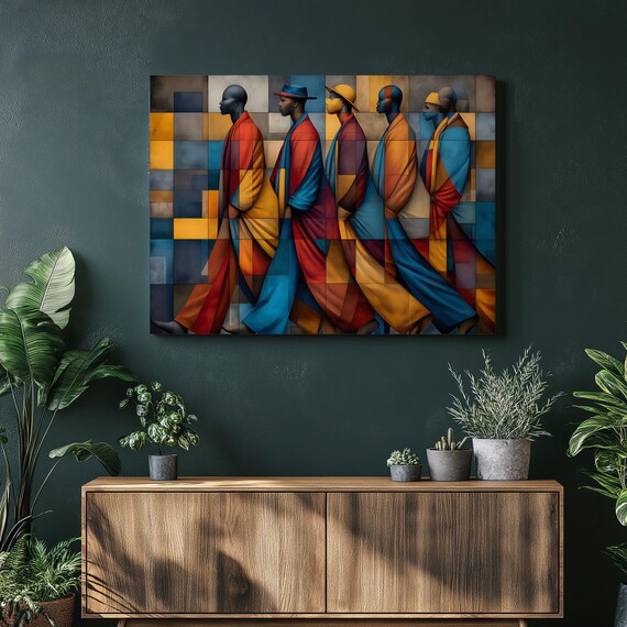 Geometric Abstract Figures Canvas Wall Art Bold Color Blocks And Silhouettes