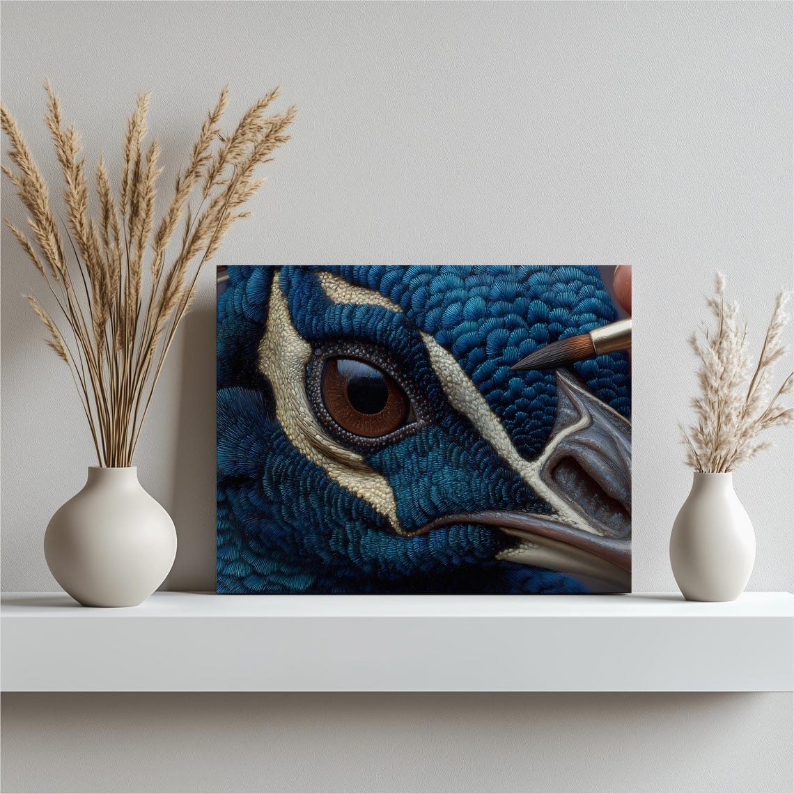 Blue Peacock Eye Close Up Hyperrealistic Feather Detail Poster