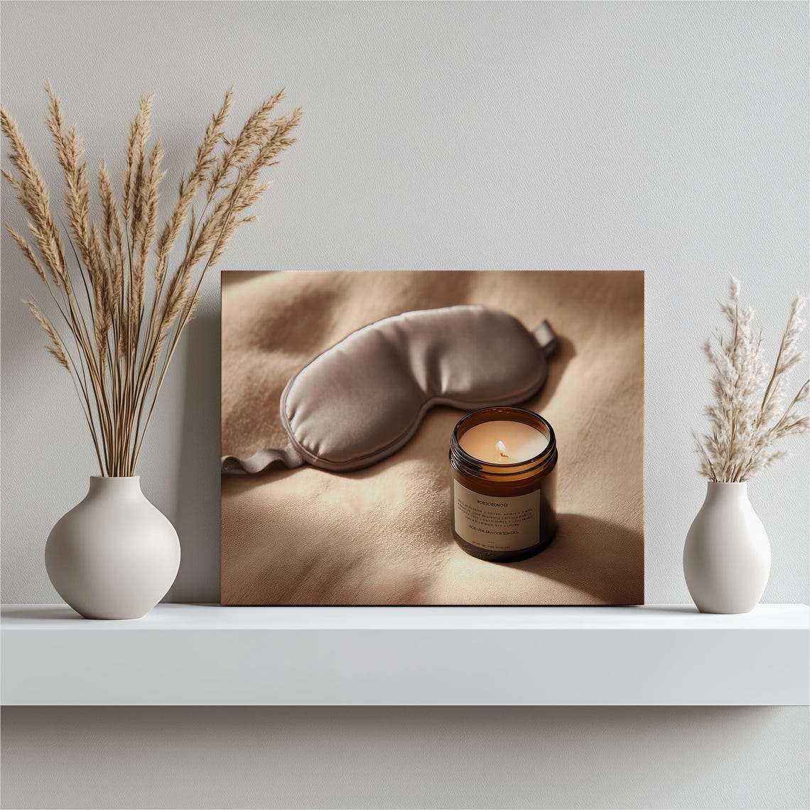 Calming Candle Sleep Canvas Wall Art Minimal Decor Print For Meditation And Wellness Gift Cozy Home Soy Still Life