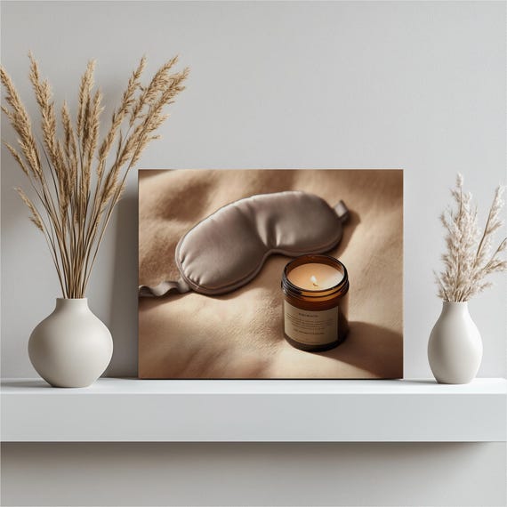 Calming Candle Sleep Canvas Wall Art Minimal Decor Print For Meditation And Wellness Gift Cozy Home Soy Still Life