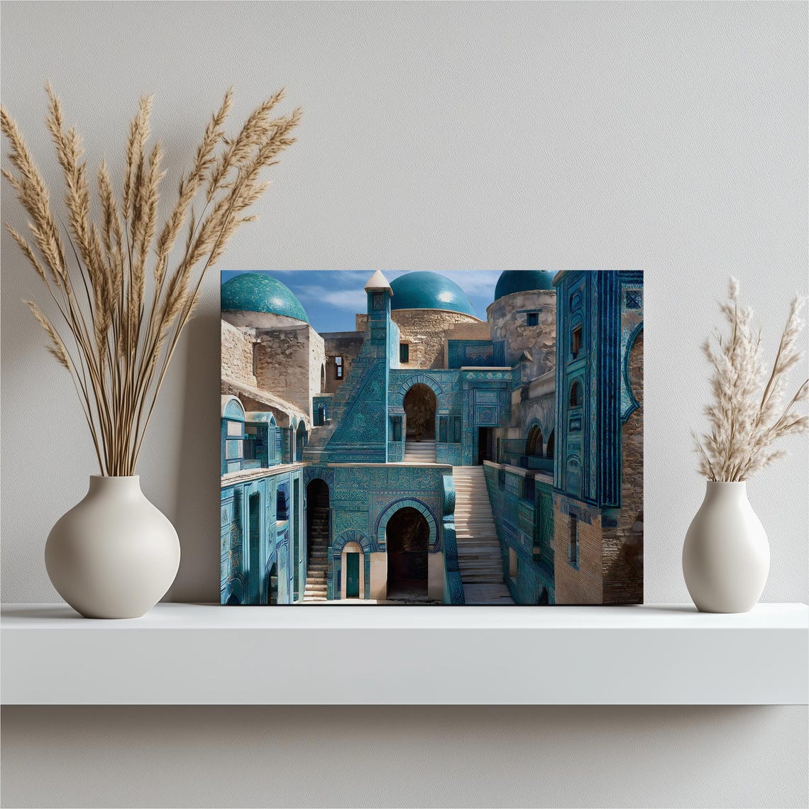 Uzbekistan Blue Mosaic Dome Islamic Tile Architecture Poster