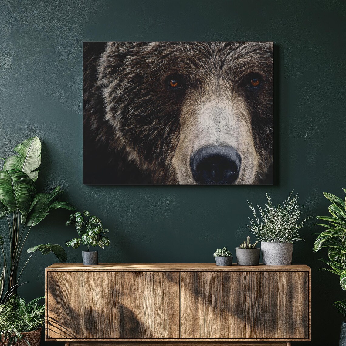 Grizzly Bear Face Close Up Photorealistic Wildlife Portrait Poster