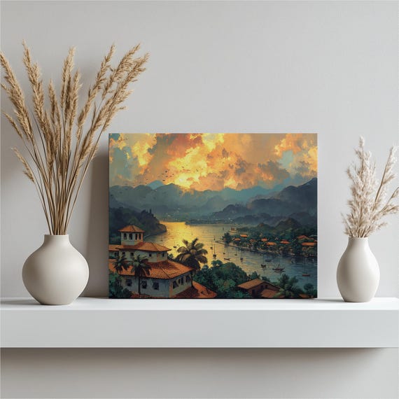 Panama Canvas Wall Art Panamanian Festivals Nostalgic Artwork With Canal Scenery High Resolution Poster For Home Or Office Decor