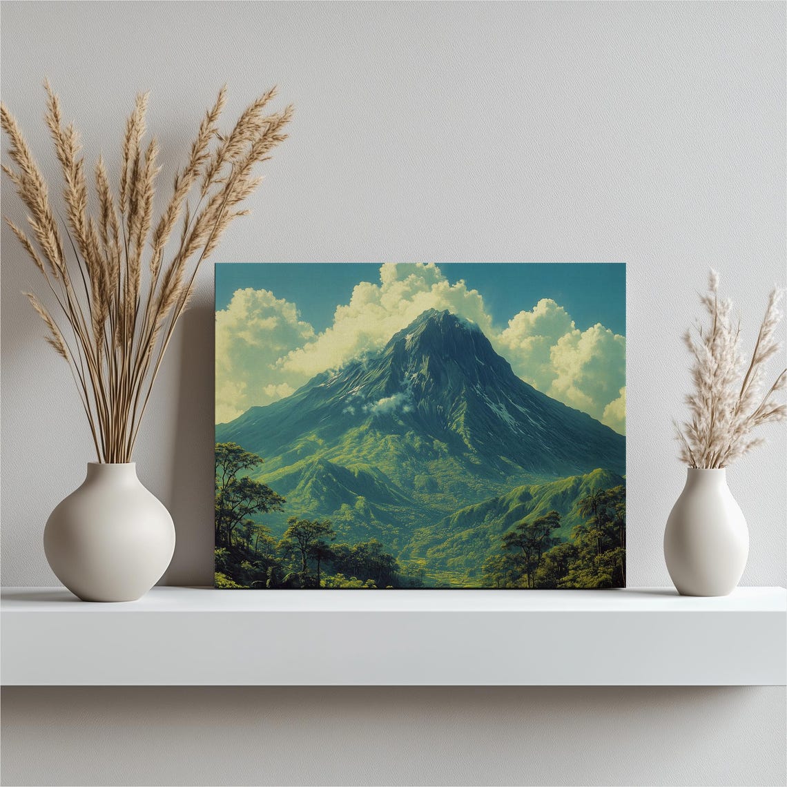 Canvaskunst Aan De Muur Kameroen Berg Regenwoudlandschap Met Wolken En Weelderig Groen Modern Natuurschilderij Voor Huisdecoratie