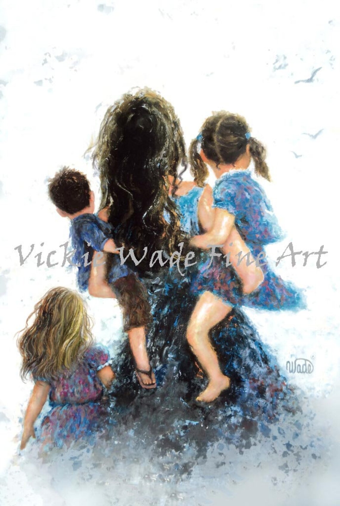 Mom Carrying Her Baby Son and Blonde Daughter Close Together Poster - Image 2