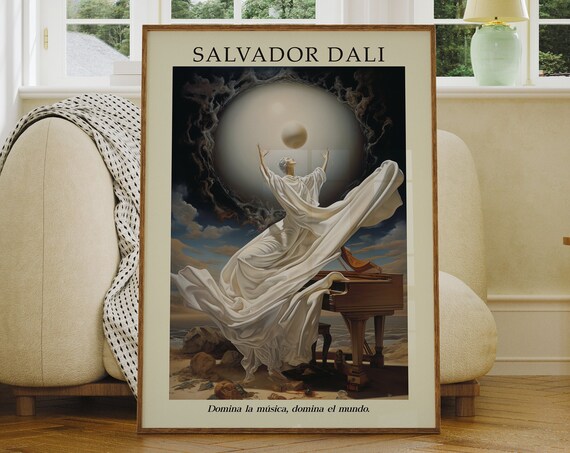 Salvador Dali Piano Surreal Art Poster, Print