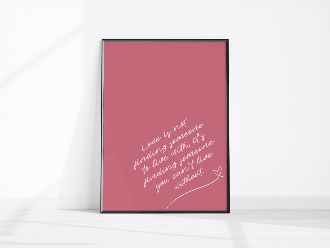 Love Is Not Finding Someone Romantic Script Quote Magenta Wall Poster
