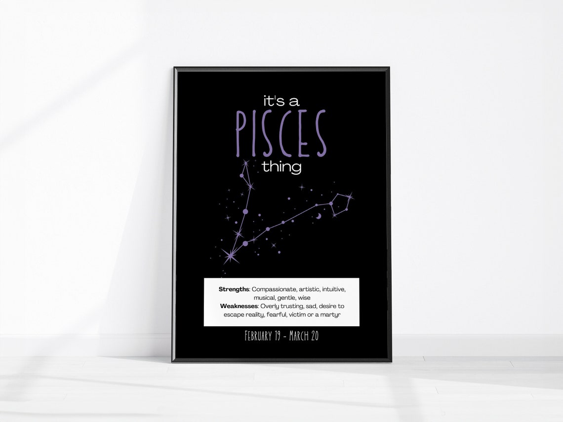 Pisces Zodiac Poster Its A Pisces Thing Star Sign Birthday Gift