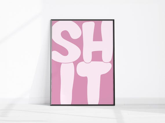 Sht Wall Print Pink Bathroom Decor Funny Restroom Sign Toilet Prints Girly Art Rude Preppy Poster