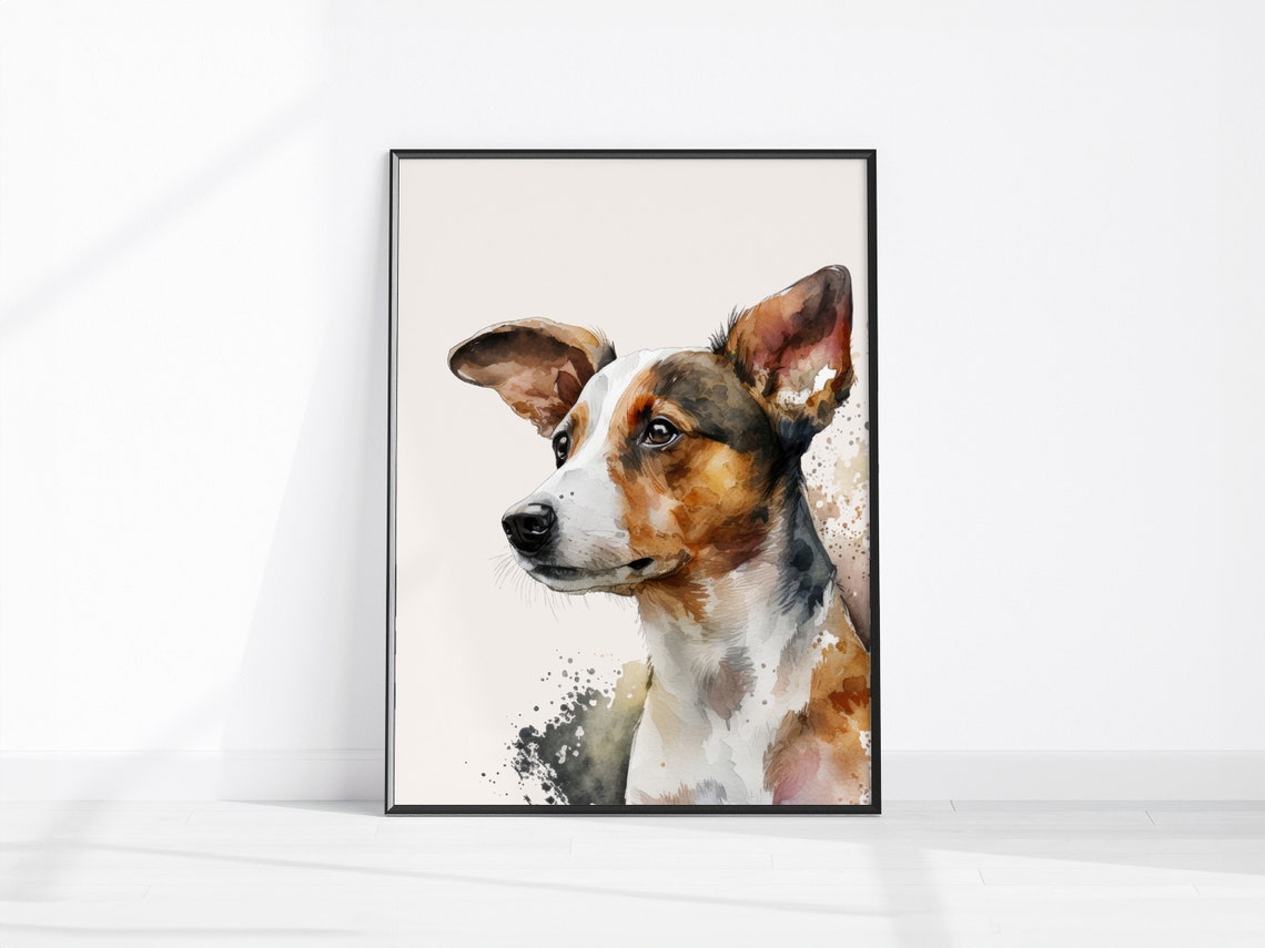 Jack Russell Terrier Watercolor Portrait Puppy Dog Art Poster