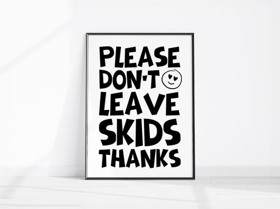 Funny Bathroom Wall Art Dont Leave Skids Quote Print Decor Fun Restroom Sign Above Toilet