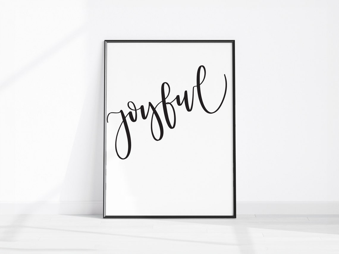 Joyful Script Typography Inspirational Word Minimalist Wall Art
