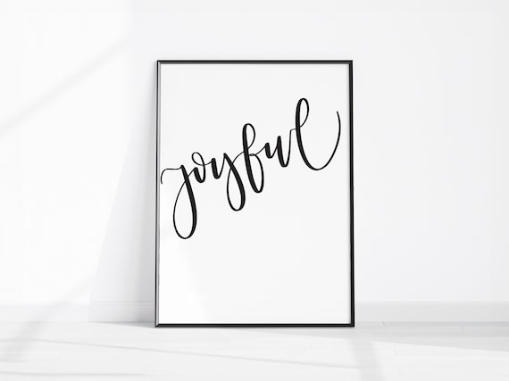 Joyful Script Typography Inspirational Word Minimalist Wall Art
