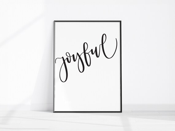 Joyful Typography Wall Art Inspirational Words Print Minimalist Home Dcor Happiness Poster