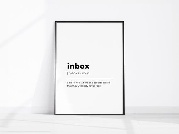 Funny Inbox Definition Print Quirky Office Decor Coworker Gift Sarcastic Wall Art Workplace Quote