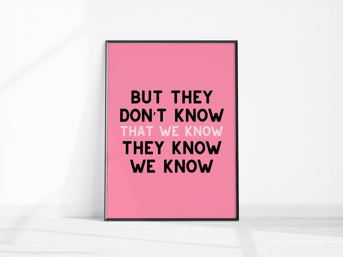 But They Do Not Know That We Know Pink Funny Quote Wall Poster