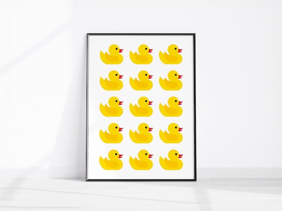 Rubber Ducks Art Print Bath Toys Wall Fun Bathroom Decor Cute Duck Home Playful Washroom Poster Kids