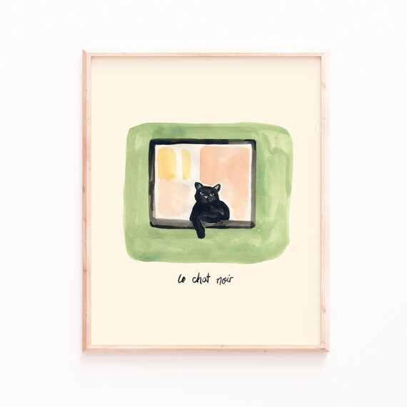 Black Cat Art Nouveau Vintage Retro Poster