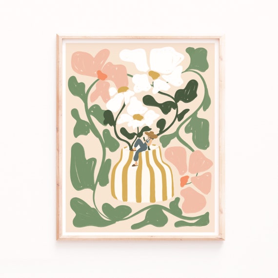 Bloom Reading Floral Art Print by Sabina Fenn