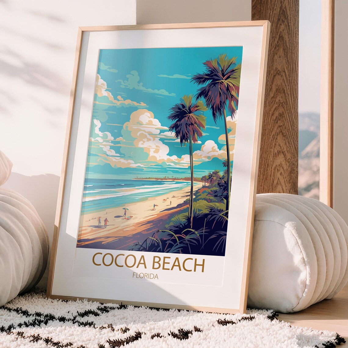 Cocoa Beach Florida Vintage Travel Poster