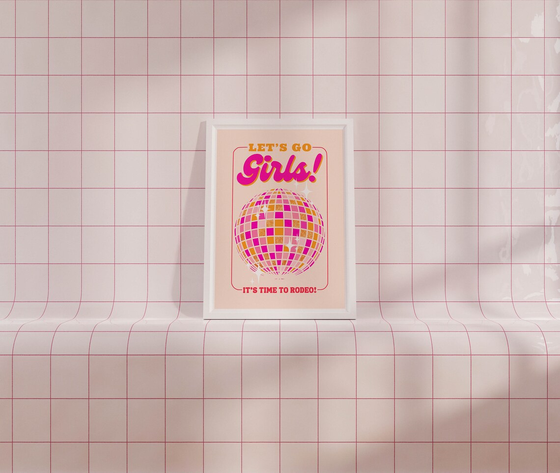 Lets Go Girls Bachelorette Cowgirl Poster Print - Image 2
