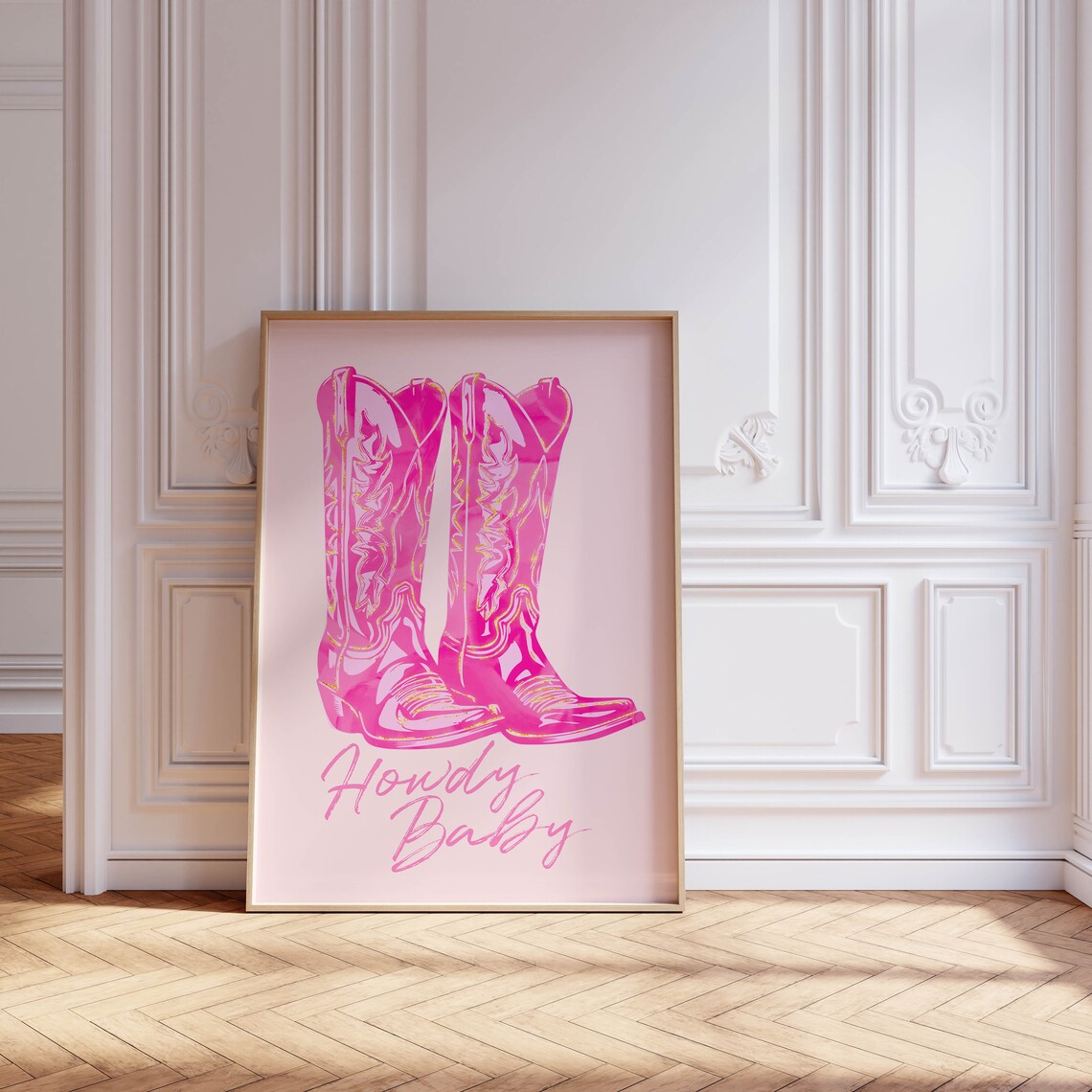 Cowgirl Poster, Pink Western Preppy Art Print - Image 2