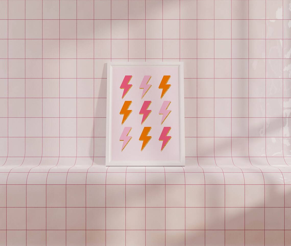 Lightning Bolts Preppy Wall Art Print, Dorm Decor - Image 3
