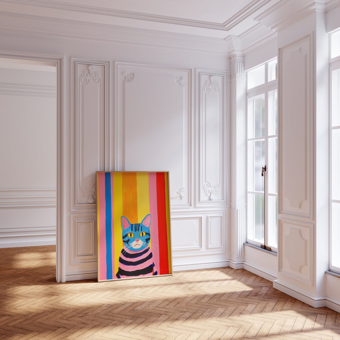 Funny Cat Maximalist Eclectic Art Print - Image 2