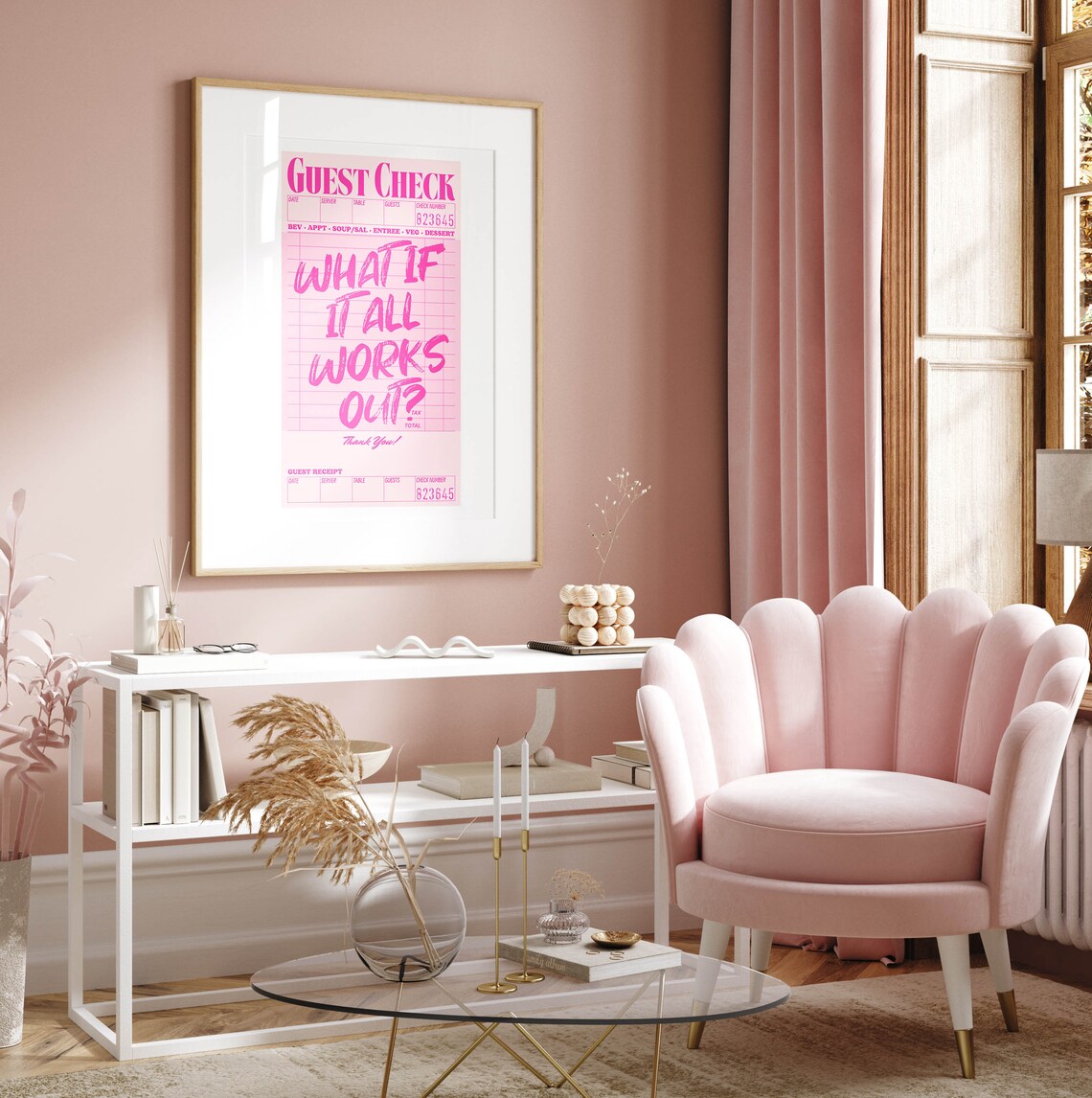 Guest Check Print Affirmation Poster, Preppy Y2K Decor - Image 2