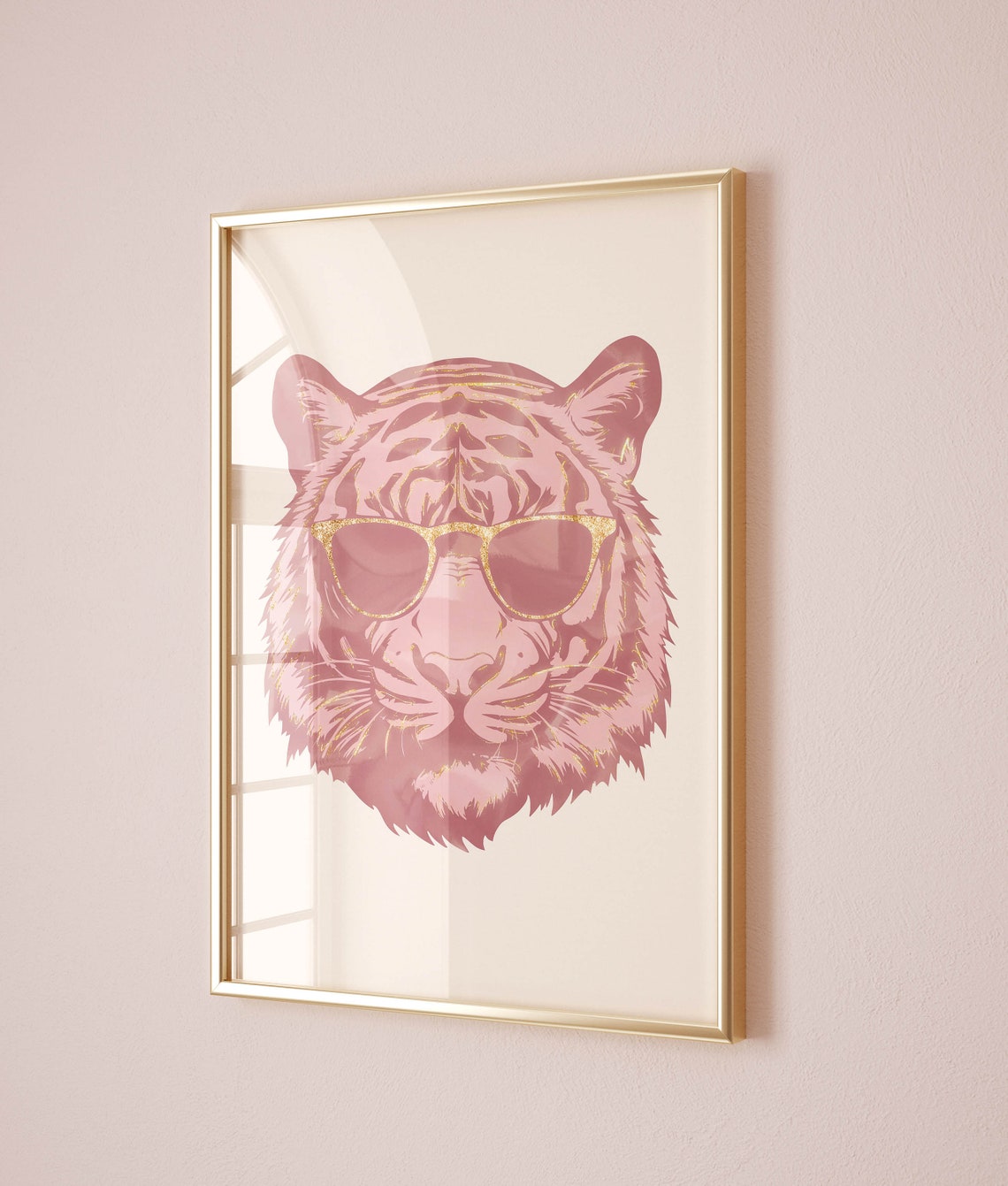 Cool Pink Tiger Wearing Sunglasses Preppy Funny Animal Wall Poster - Image 2