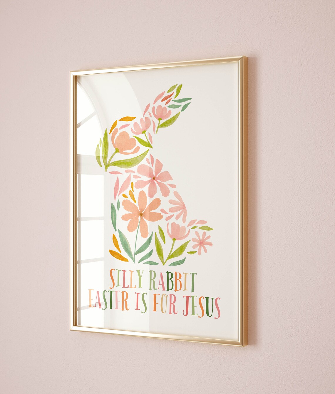 Floral Bunny Christian Silly Rabbit Easter Is For Jesus Scripture Print