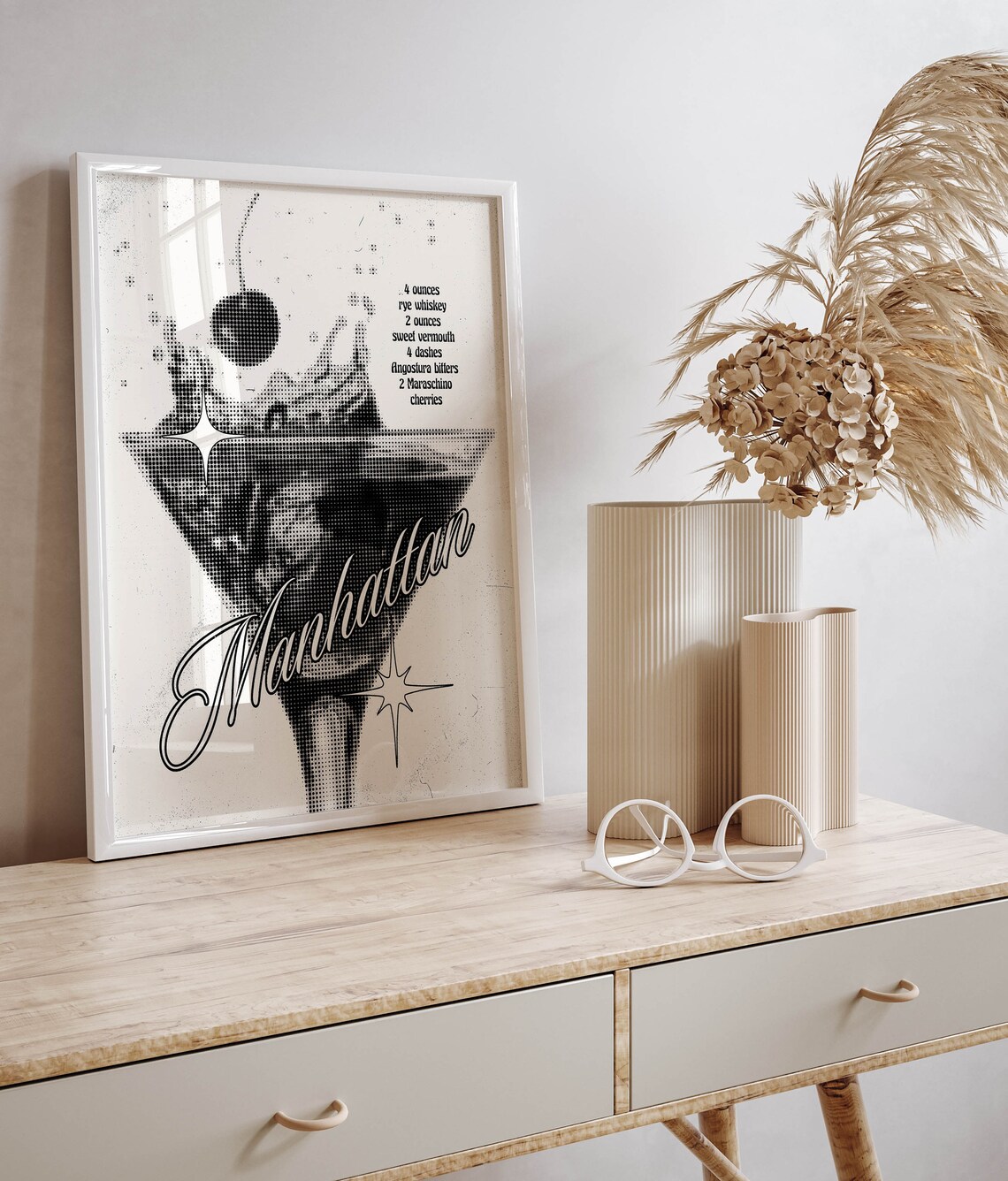 Manhattan Retro Cocktail Art Print, Funky Bar Decor - Image 3