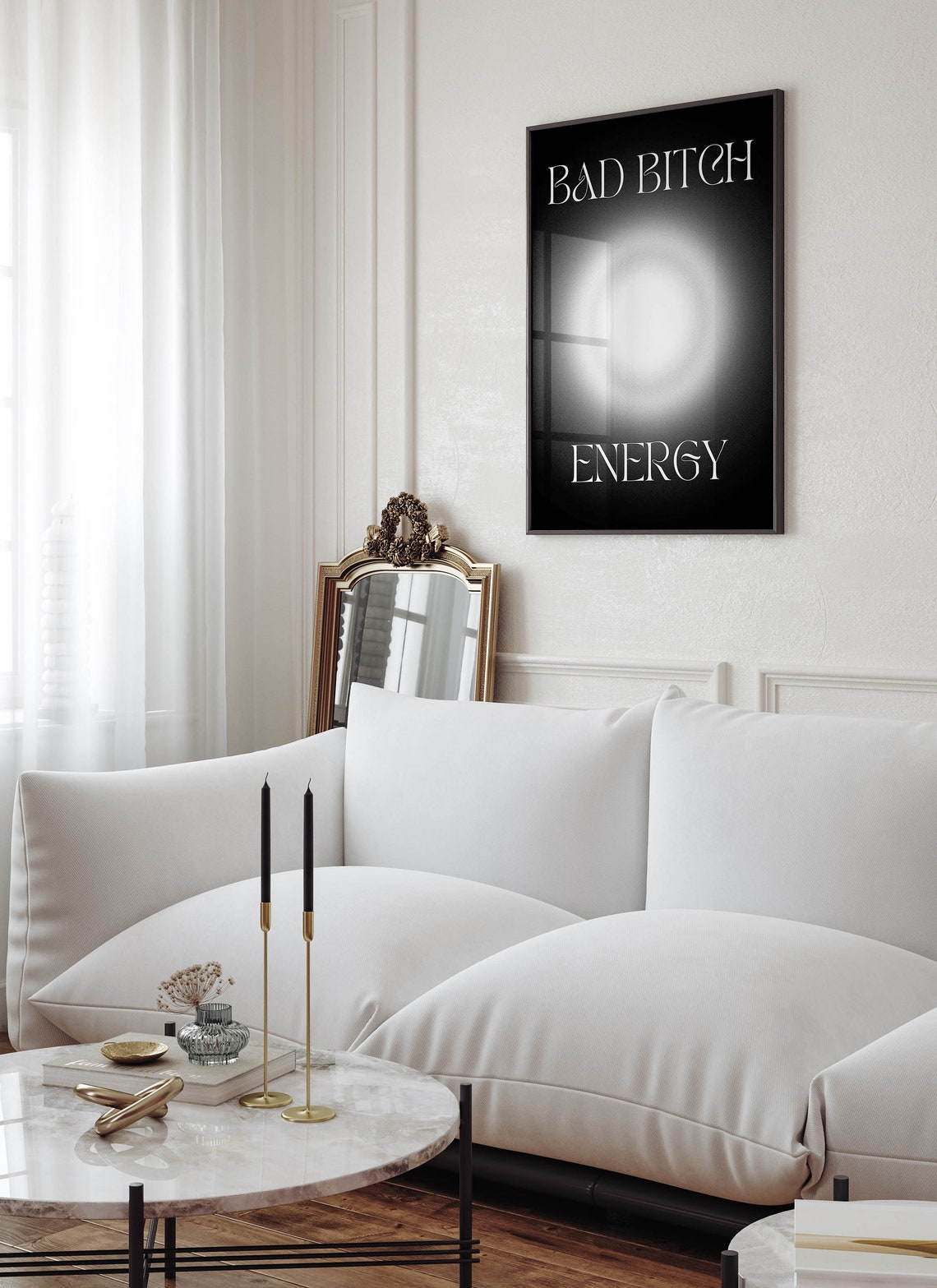 Bad Bitch Energy Black Aura Empowerment Minimalist Quote Poster - Image 2