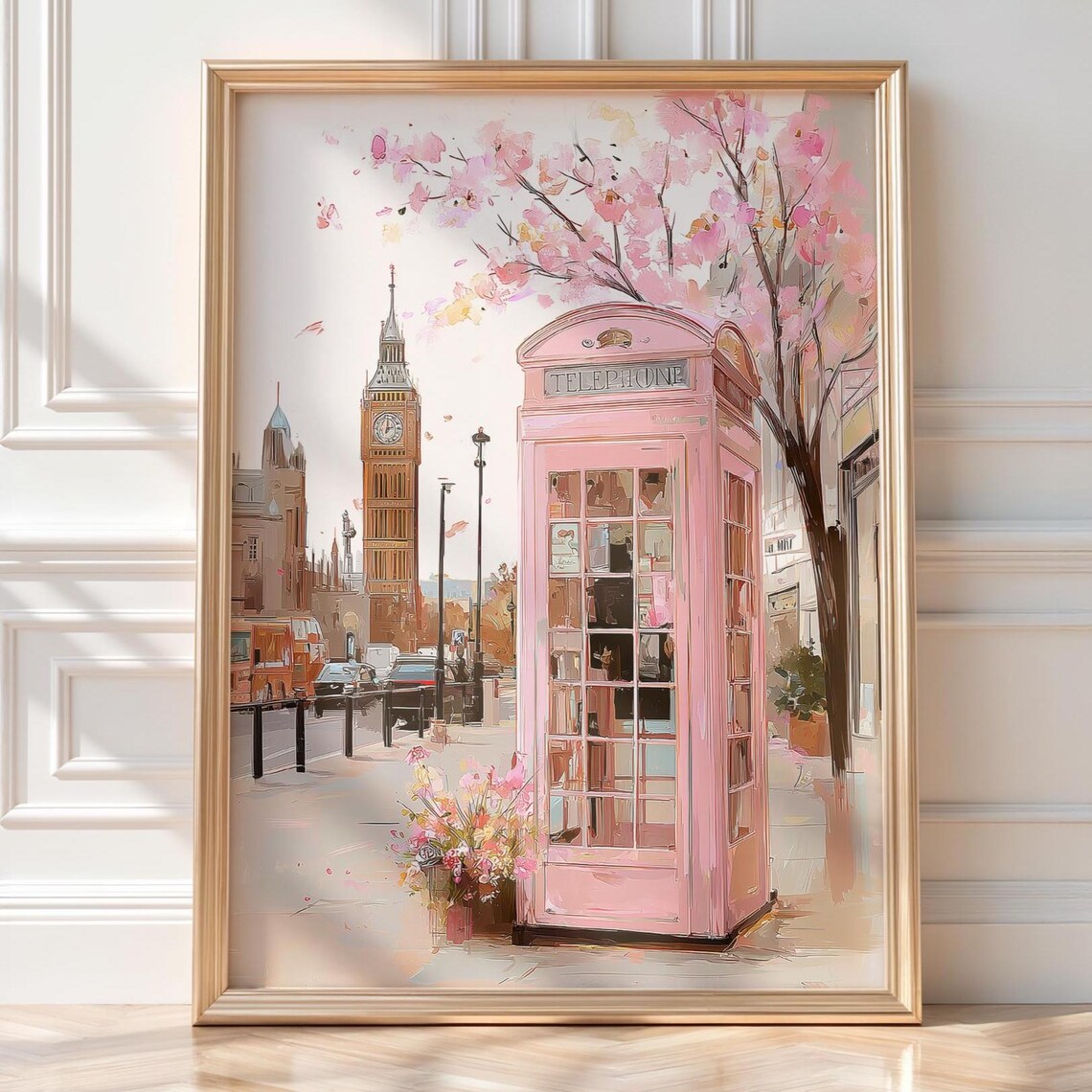 Pink London Phone Booth, Big Ben Travel Poster