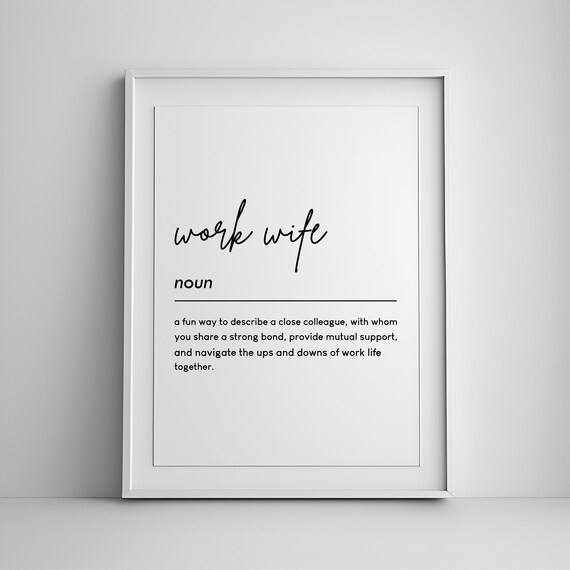 Work Wife Definition Dictionary Gift For Coworker Bestie Office Buddy Print