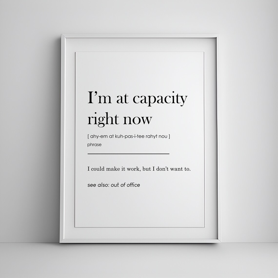 Office Wall Decor Definition Art Print, Funny